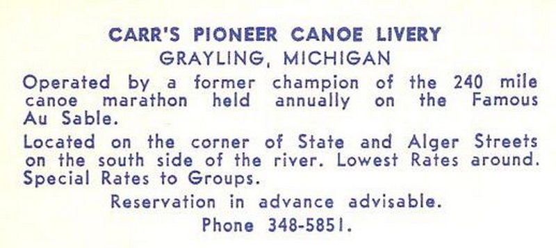 Au Sable Canoe (Carrs Pioneer Canoe Livery) - Vintage Postcard